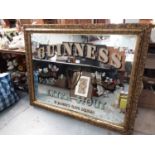 Guinness pub mirror in ornate gilt frame, Carlsberg mirror, wall mirror in silvered frame and a pub