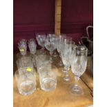 Set of cut glass table ware to include Champagne flutes, Whisky tumblers and others (qty)
