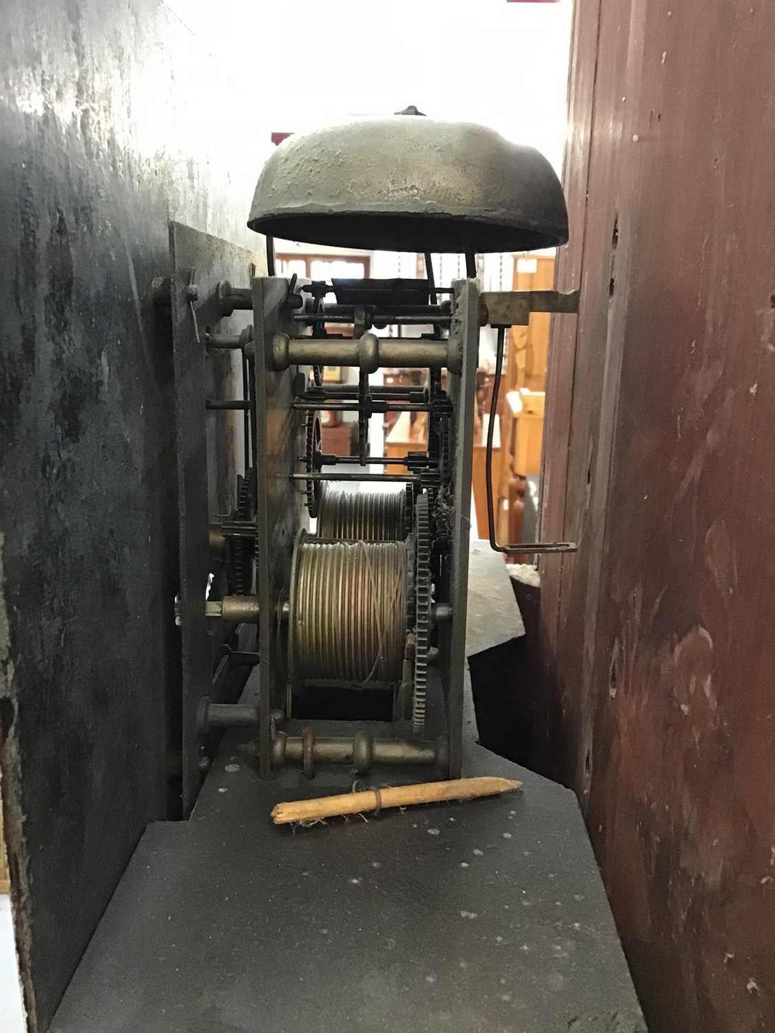 19th century mahogany longcase clock with painted dial (pendulum present but no weights) - Image 4 of 5