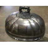 19th century silver plated meat dome, engraved armorial