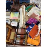 Box silk and other vintage handkerchiefs, vanity set, collars and other accessories