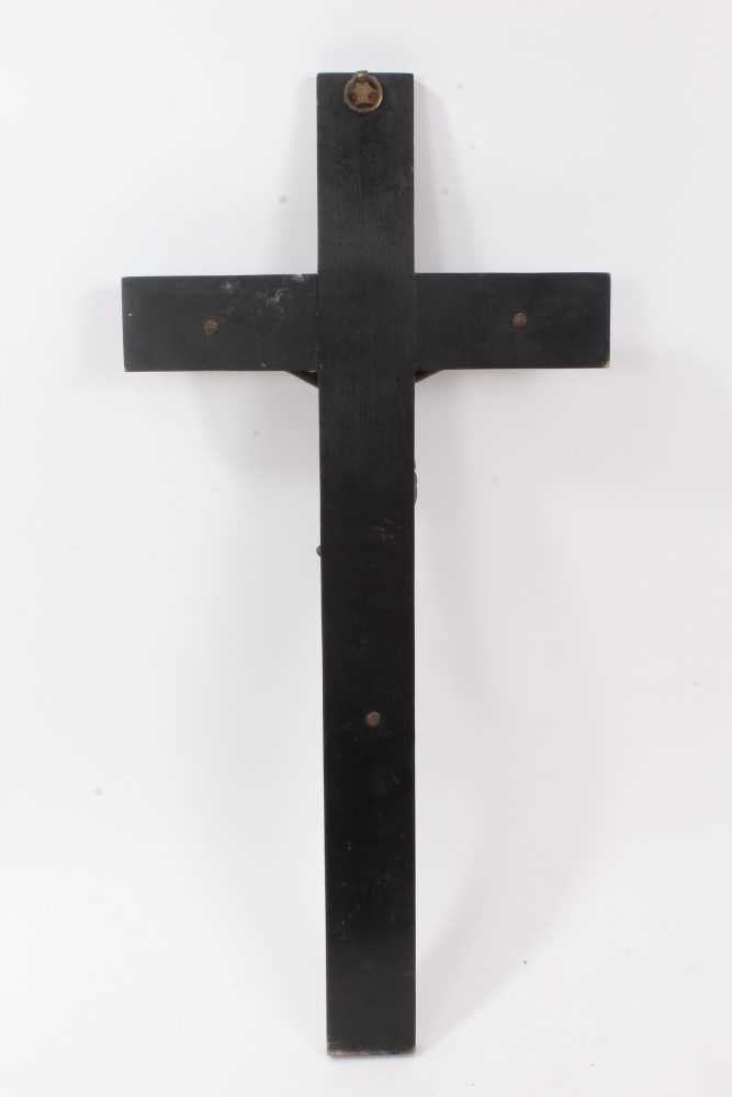 Victorian silver plate and ebonised wood crucifix - Image 2 of 5