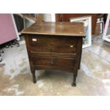 Antique oak cupboard enclosed by hinged top with drawer below