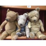 Three antique teddy bears