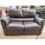 Contemporary brown leather Italsofa three piece suite comprising two seater sofa, armchair and manua