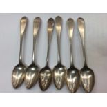 Set of six Georgian Scottish Provincial silver teaspoons