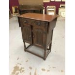 Old charm style drop leaf side cupboard with carved linen fold decoration