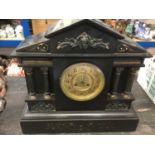 Victorian black slate mantel clock