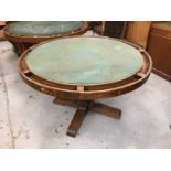 Oak poker table of circular form with green baize top
