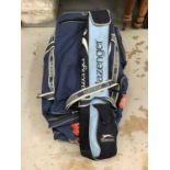 Group of cricket gear, hockey sticks