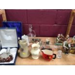 Capodimonte, glass, whisky jugs and other items