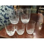 Rowland Ward - set of six glasses engraved with wild animals