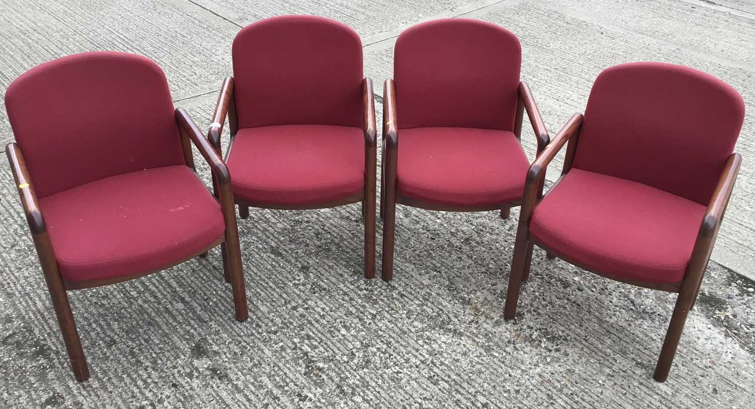 Set of four Gordon Russell modern design elbow chairs (to be sold as a work of art)