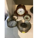 Edwardian mantel timepiece in mahogany inlaid case, two Victorian desk timepieces and two Victorian