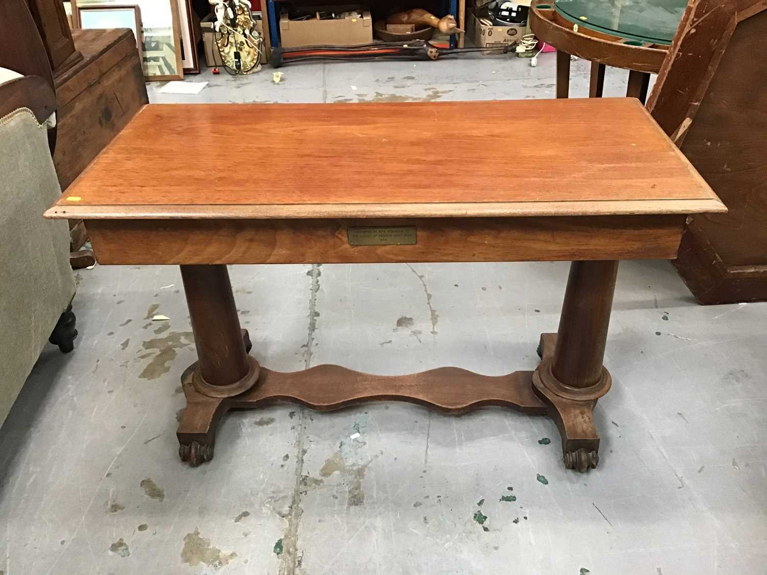 Victorian mahogany hall table with brass plaque for Frinton Golf Club