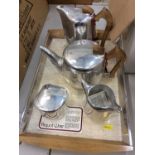 Picquot Ware four piece tea and coffee set on tray