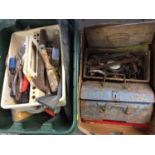 Quantity old hand tools, tools boxes and accessories