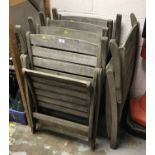 Set of five teak folding garden chairs