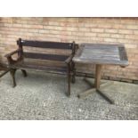 Teak garden table and an old garden bench