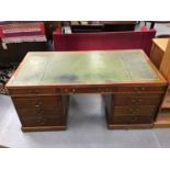 Large mahogany twin pedestal desk