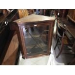 19th century oak corner cupboard with glazed door, 76 x 92 x 43cm