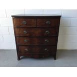 Regency bowfront chest of two short and three long drawers