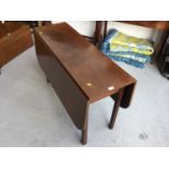 Antique mahogany gate leg dining table with shaped rectangular top, on square legs, 119cm in length,