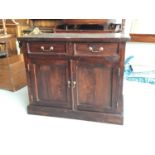 Contemporary Hardwood cupboard by Lombok with two short draws above two panelled doors with shelved