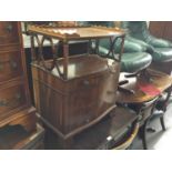 Reproduction Yew Wood side cabinet with raised gallery top, singe draw below and pair of panelled do