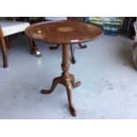 Mahogany inlaid top occasional table on tripod base