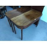 Georgian Mahogany D - end dining table with one extra leaf, on turned legs, 109cm in width, 104cm in