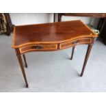 Good Qualty reproduction mahogany serpentine fronted side table by Redman & Hales, with inlaid and c
