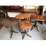 Edwardian Mahogany kidney shaped two tier occasional table, together with a mahogany tilt top wine t