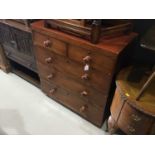 Victorian mahogany chest of drawers comprising two short and three long draws with turned wood handl