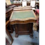 Victorian walnut Davenport with leather lined slope and four side drawers