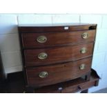 Georgian mahogany Chest of three long drawers *for restoration*