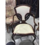 Edwardian rosewood inlaid armchair