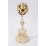 Late 19th century Chinese puzzle ball on stand