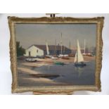 Leslie Kent (1890-1980) oil on canvas, Harbour scene