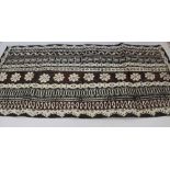 Old Fijian Prayer mat with block painted black and white decoration