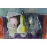 Robin Warnes (b.1952) pastel and charcoal on paper - Still life, Pears, initialled and dated '91, in