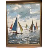 Alan Bowyer (20th century) oil on board, boating scene