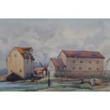 Henry Denham (1893-1961) watercolour Woodbridge tide mill