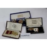 Group of Masonic Ragelia and Jewels in brown leather case