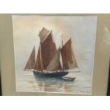 Ernest Stuart - Watercolour Thames barge