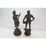 Early 20th century spelter figure of a football player