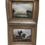 Pair of 19th century oil on panel Naive landscapes