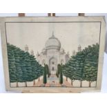 19th century Indian watercolour of the Taj Mahal, together with two others