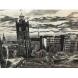 Geoff Miller signed etching - post war city landscape around Barbican - please advise