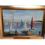 George Herbert Buckingham Holland - oil on board, Sailing at Pitsford